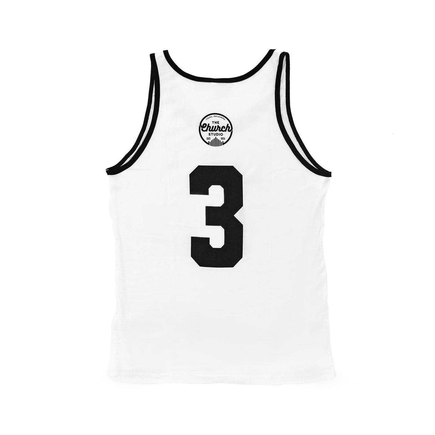 Holy Trinity White Tank Top With Black Trim
