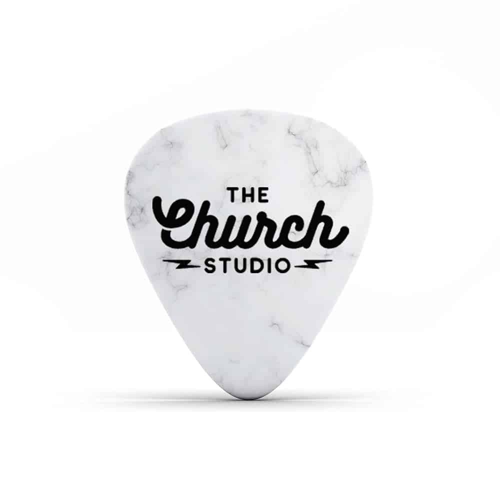 The Church Studio White Pearl Guitar Pick