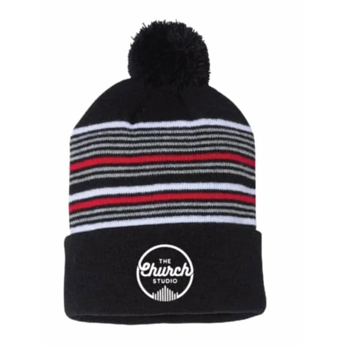 Striped Pom Beanie