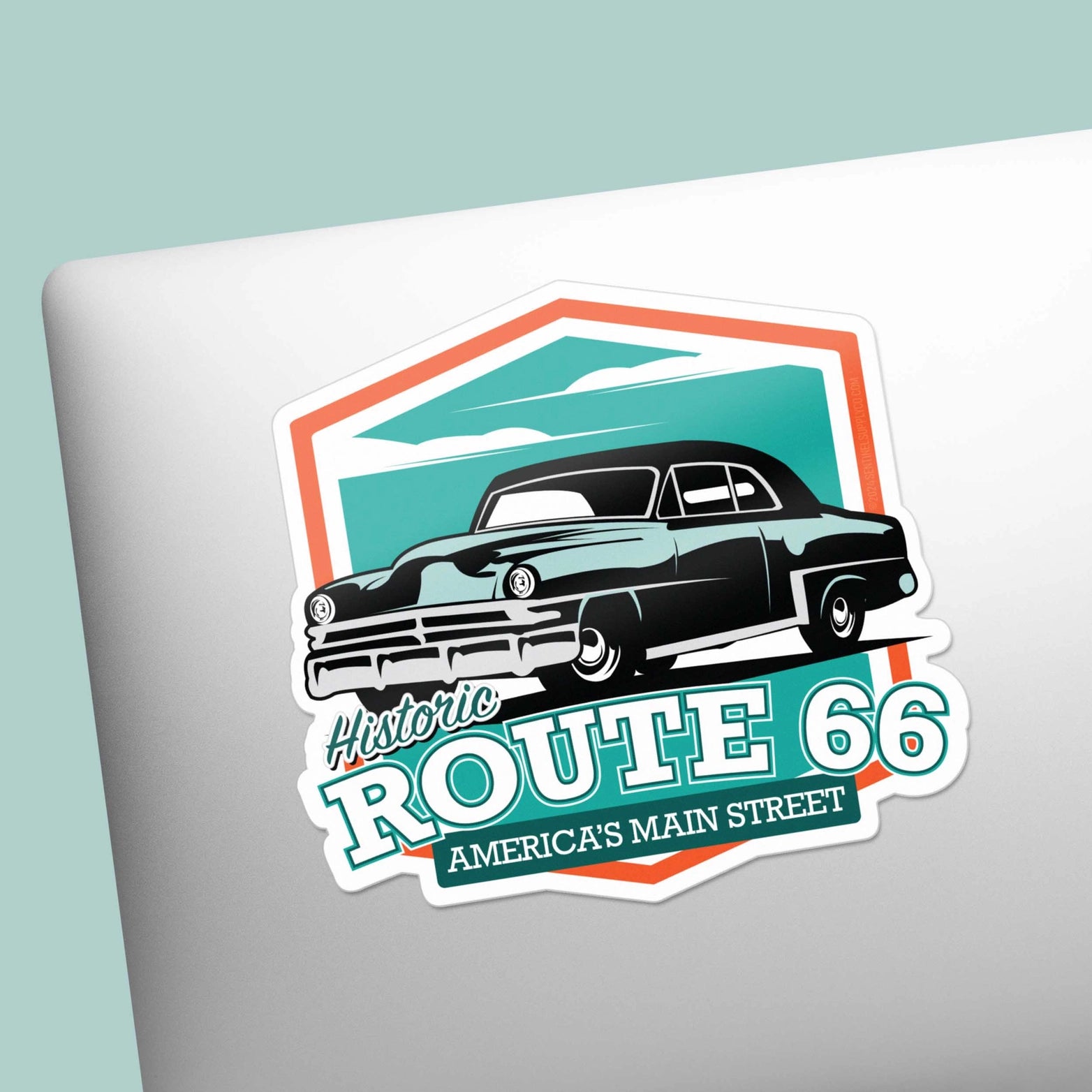 Classic Car Route 66 Sticker