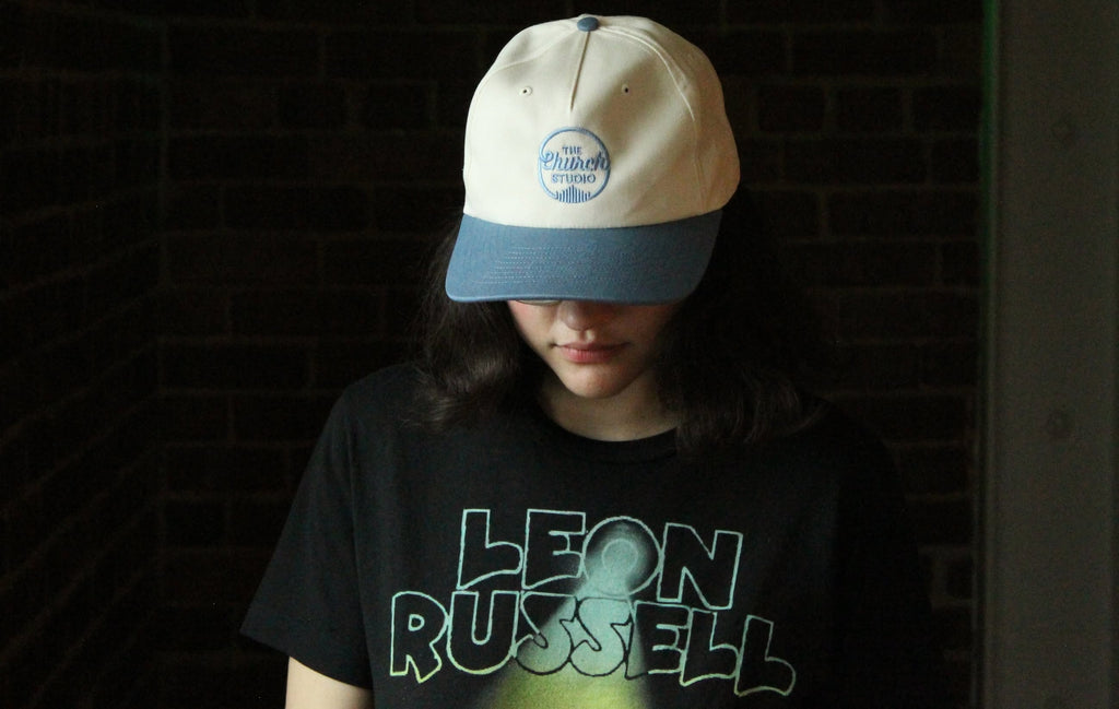 Cream and Light Blue Embroidered Cap