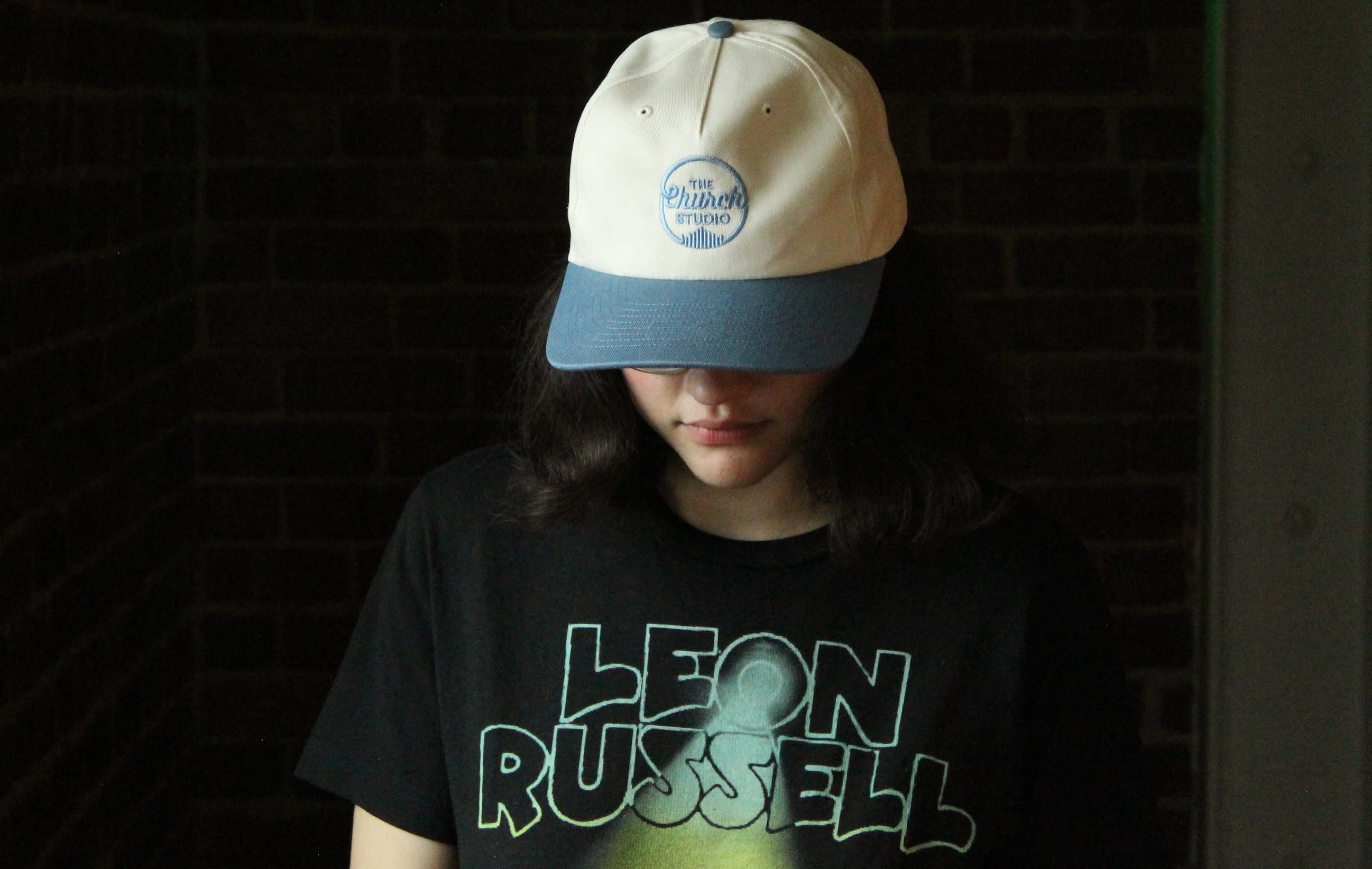Cream and Light Blue Embroidered Cap