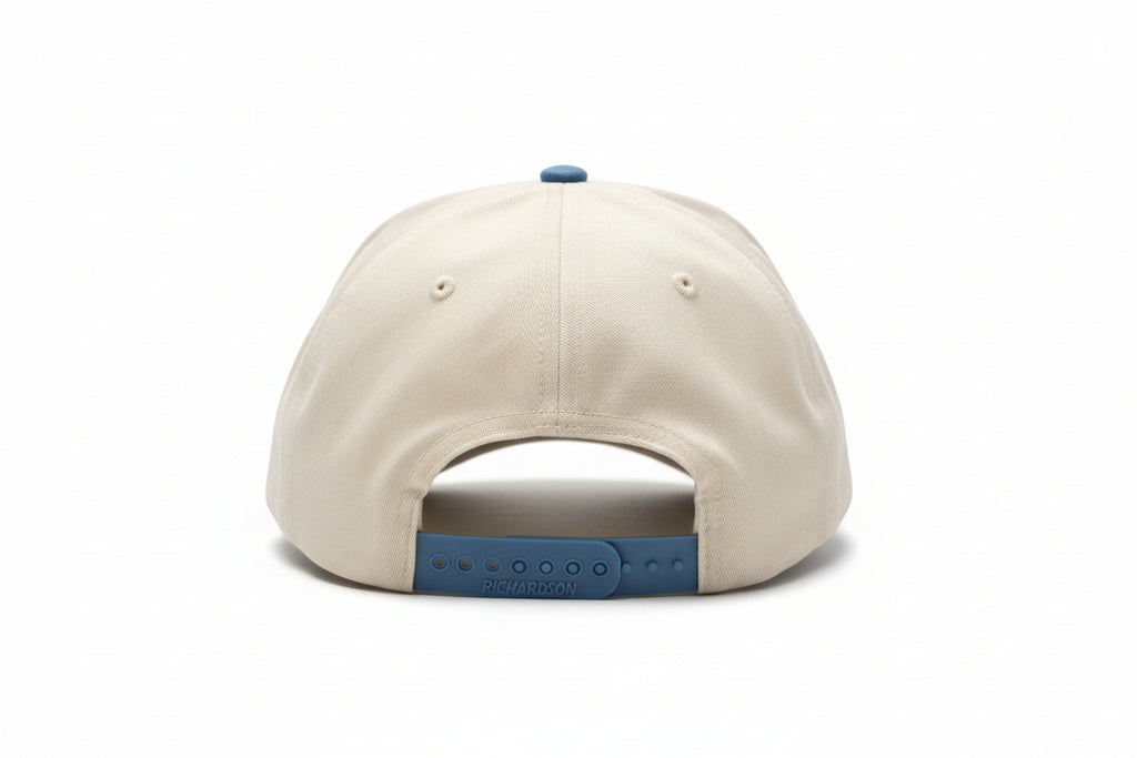 Cream and Light Blue Embroidered Cap