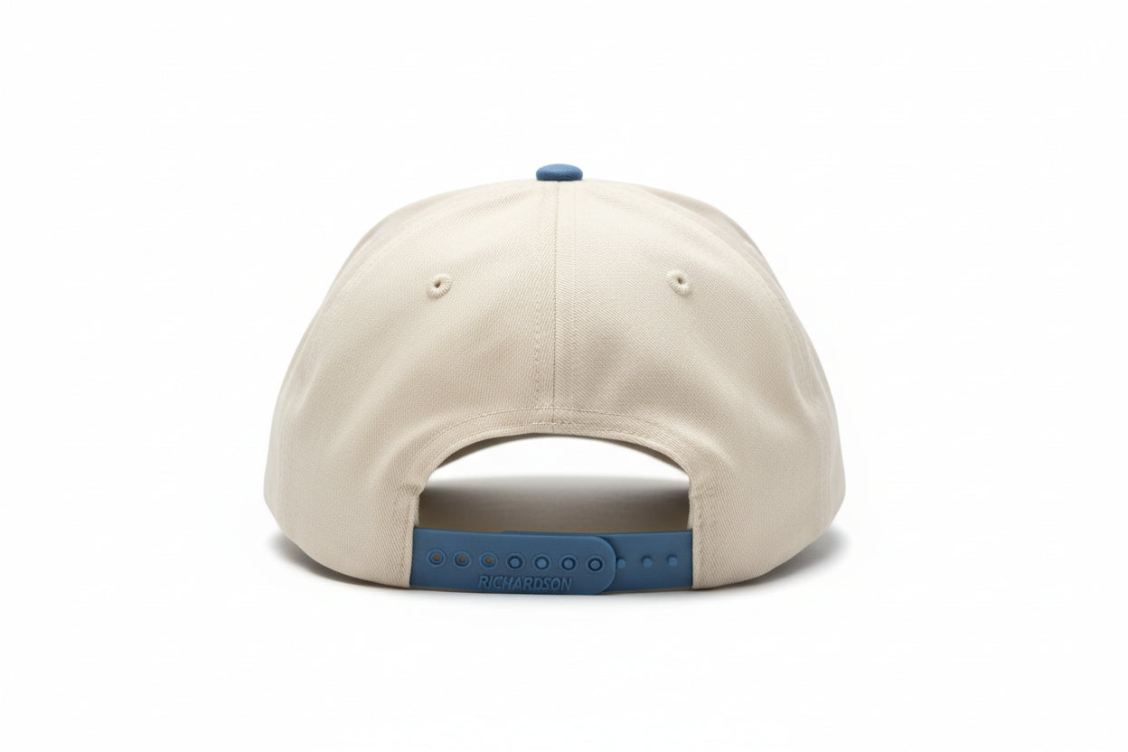 Cream and Light Blue Embroidered Cap