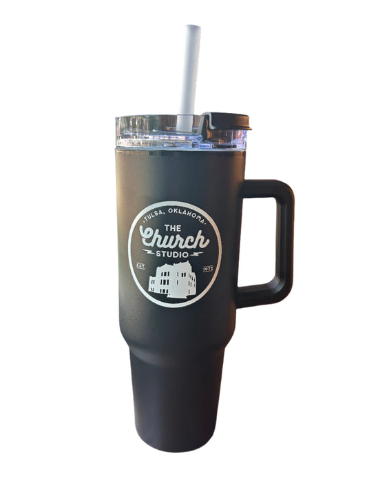 Black and White Church Studio Tumbler with Straw