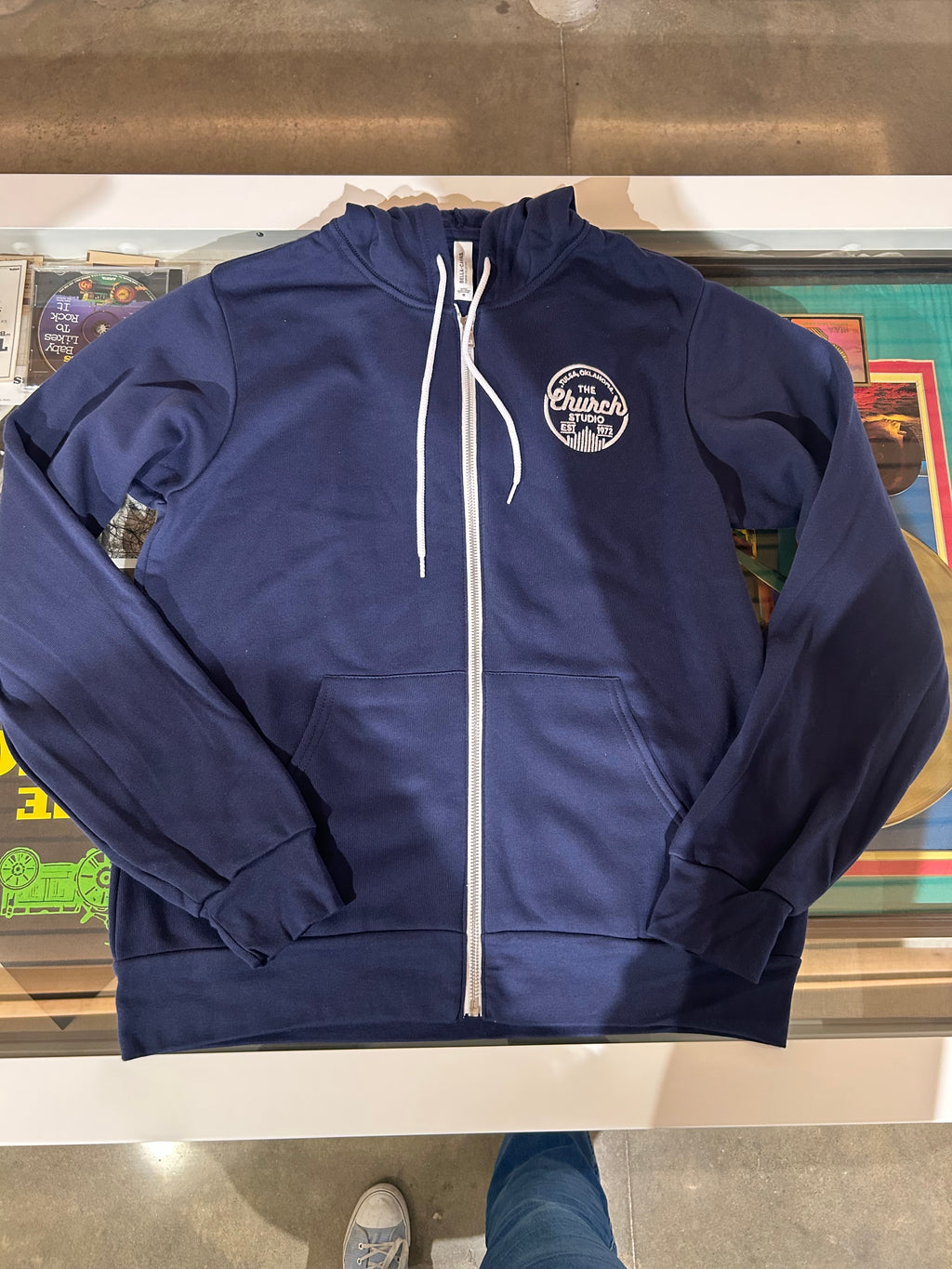Navy Unisex Zip Up Hoodie