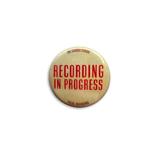 Small Round "Recording in Session" Khaki Button