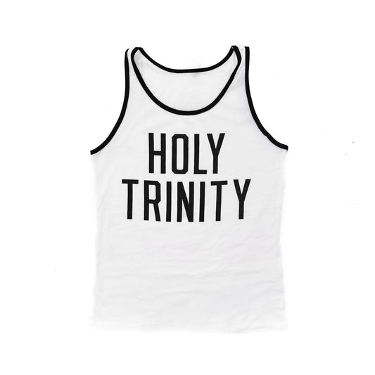 Holy Trinity White Tank Top With Black Trim