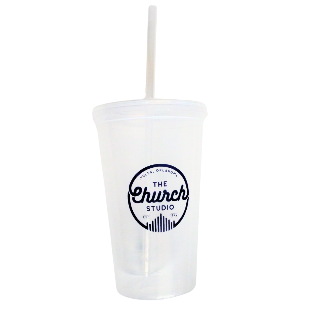 Clear Church Studio Reusable Cup with Straw "ON SALE"