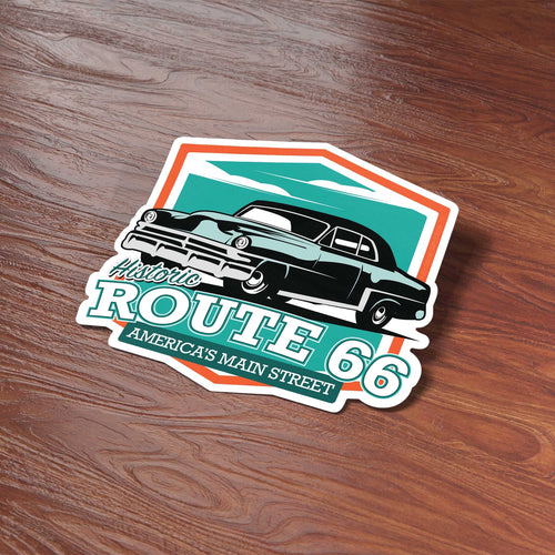 Classic Car Route 66 Sticker