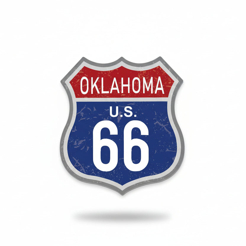 Oklahoma Blue Route 66 Sticker