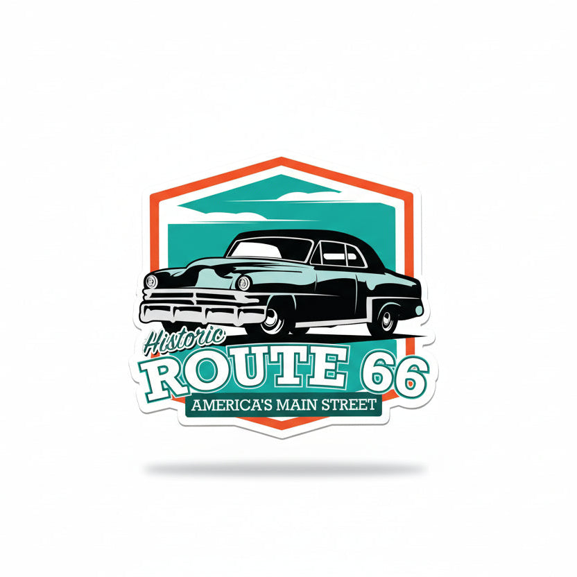 Classic Car Route 66 Sticker